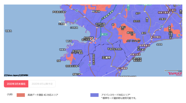 Y!mobileエリア図